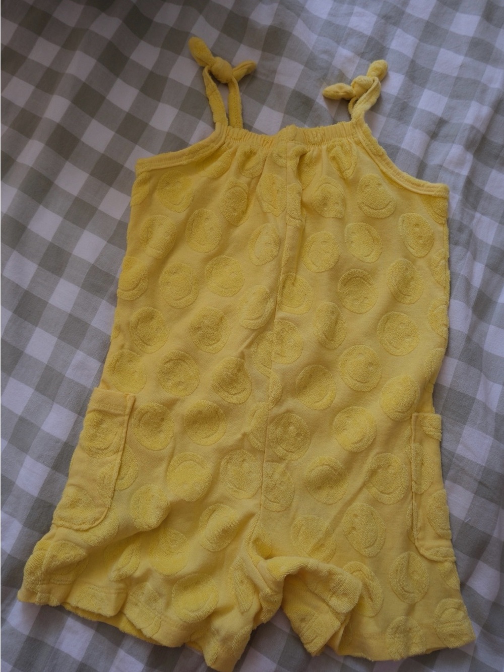 Old Navy Yellow Terry Smile Pocket Romper